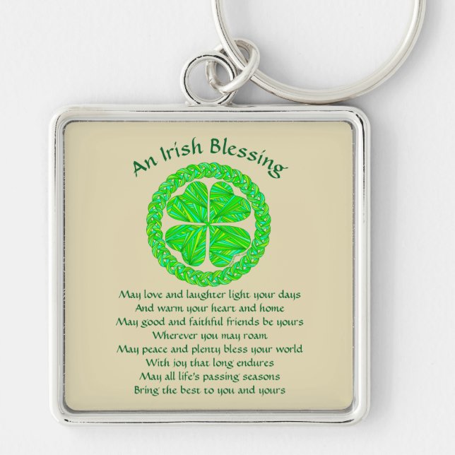 Z Irish Blessing Celtic Shamrock Keychain (Front)