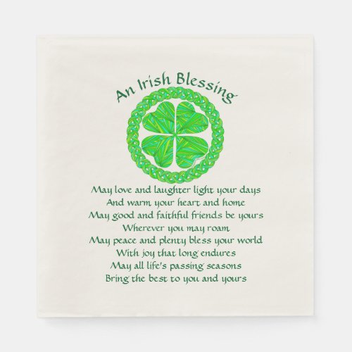 Z Irish Blessing Celtic Shamrock Party Medium Paper Napkins