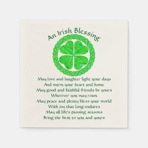 Z Irish Blessing Celtic Shamrock Party Small Paper Napkins