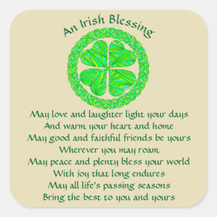 Z Irish Blessing Celtic Shamrock Square Sticker