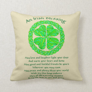 Z Irish Blessing Celtic Shamrock Throw Pillow