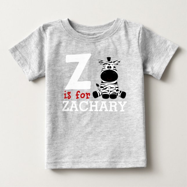 Z is for Zachary & Kids Name Personalized Baby T-Shirt (Front)