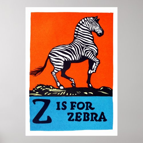 Z is For Zebra ABC 1923 Vintage Alphabet Poster