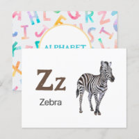 Z is for Zebra - Alphabet Flash Card