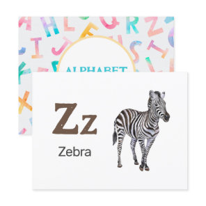 Z is for Zebra - Alphabet Flash Card