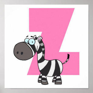 z is for zebra cartoon for kids poster