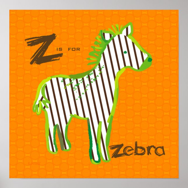 'Z is for zebra' digital painting poster (Front)