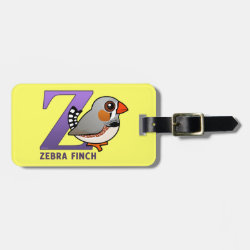 Z is for Zebra Finch Small Luggage Tag with leather strap