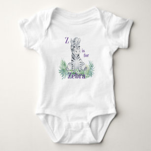 Z is for ZEBRA - Zebra Sitting In Ferns Baby Bodysuit