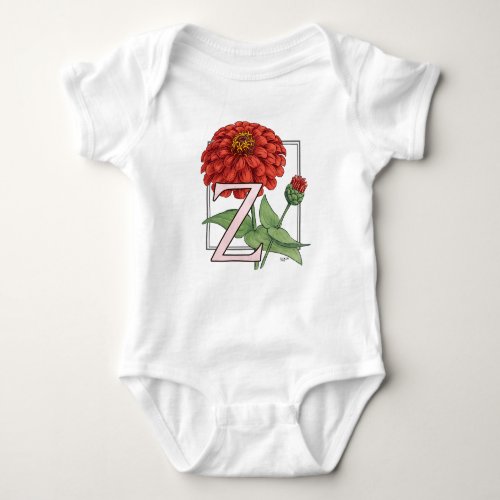 Z is for Zinnias Flower Monogram Baby Bodysuit