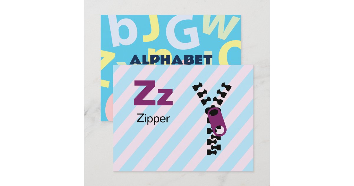 Z is for Zipper Alphabet Flash Card Zazzle