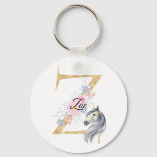 Z letter personalized name monogram with horse Two Keychain
