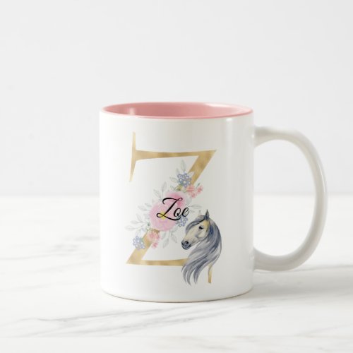 Z letter personalized name monogram with horse Two_Tone coffee mug