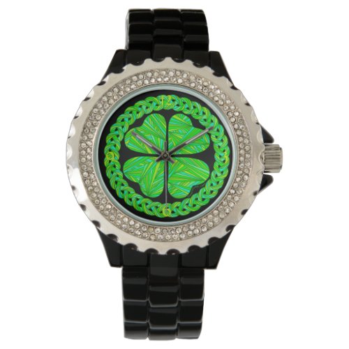 Z Lucky 4 Leaf Clover Celtic Shamrock Fashion Watch