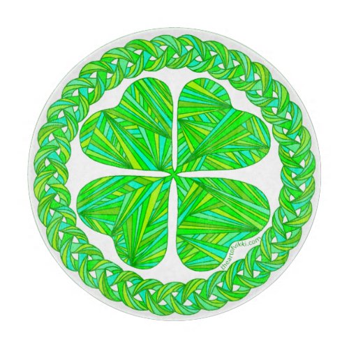 Z Lucky 4 Leaf Clover Celtic Shamrock Green Irish Cutting Board