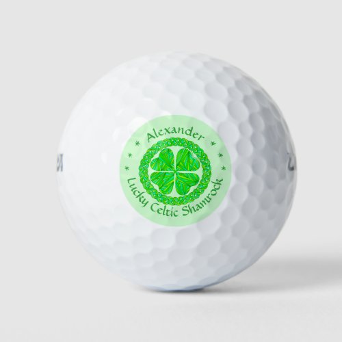 Z Lucky Celtic Shamrock 4 Leaf Clover Green Irish Golf Balls