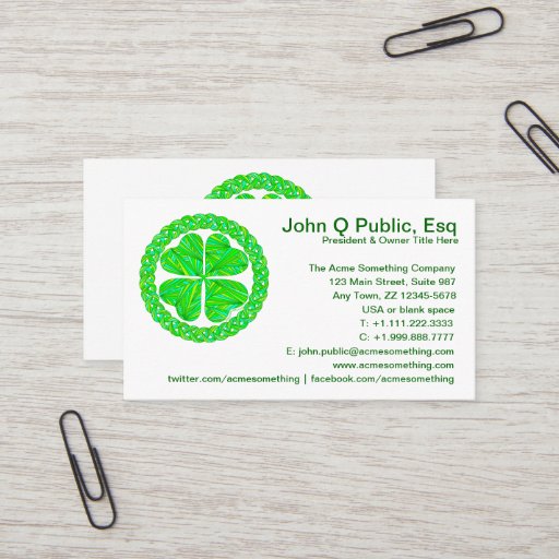 Customizable Lucky Celtic Shamrock Business Cards