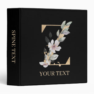Z Monogram Floral Personalized 3 Ring Binder