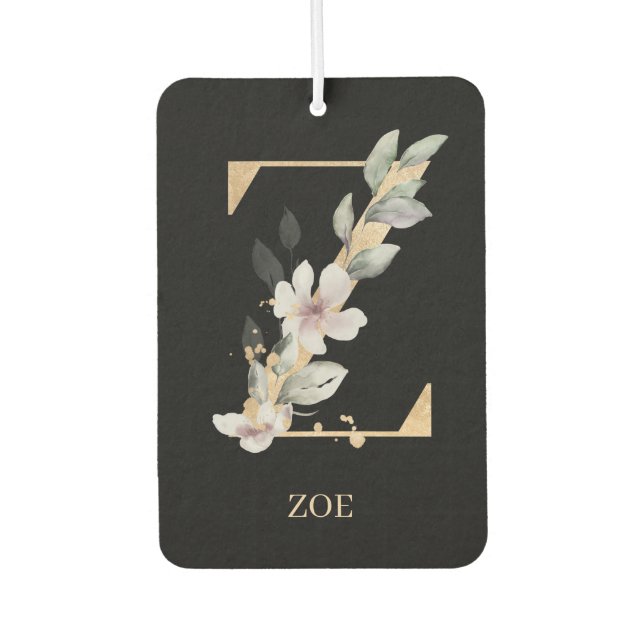 Z Monogram Floral Personalized Air Freshener (Front)