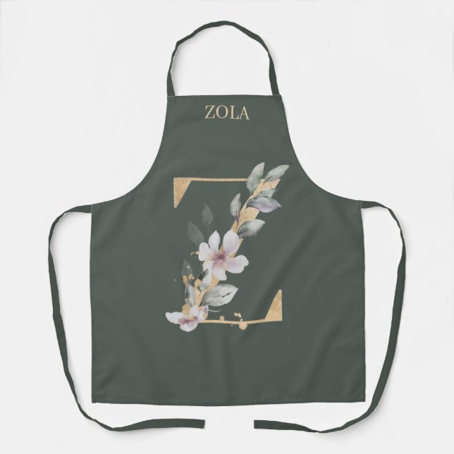 Z Monogram Floral Personalized Apron (Front)