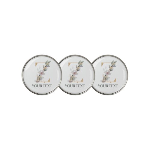 Z Monogram Floral Personalized Golf Ball Marker