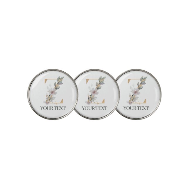Z Monogram Floral Personalized Golf Ball Marker (3 Up)