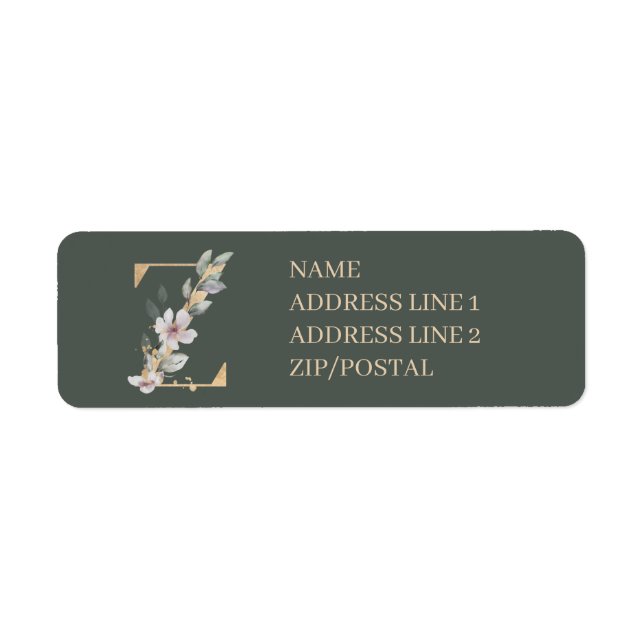 Z Monogram Floral Personalized Label (Front)
