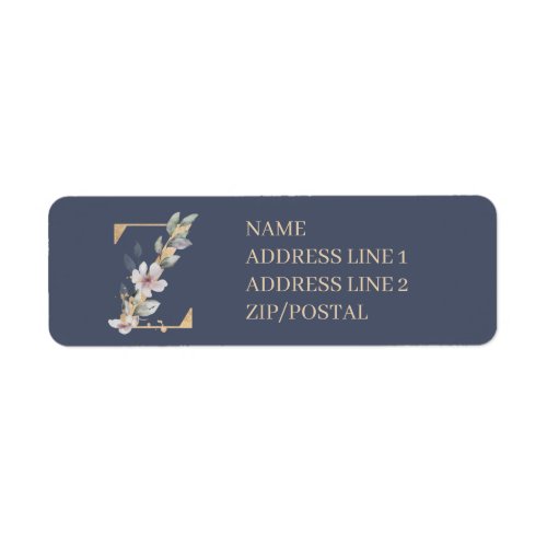 Z Monogram Floral Personalized Label