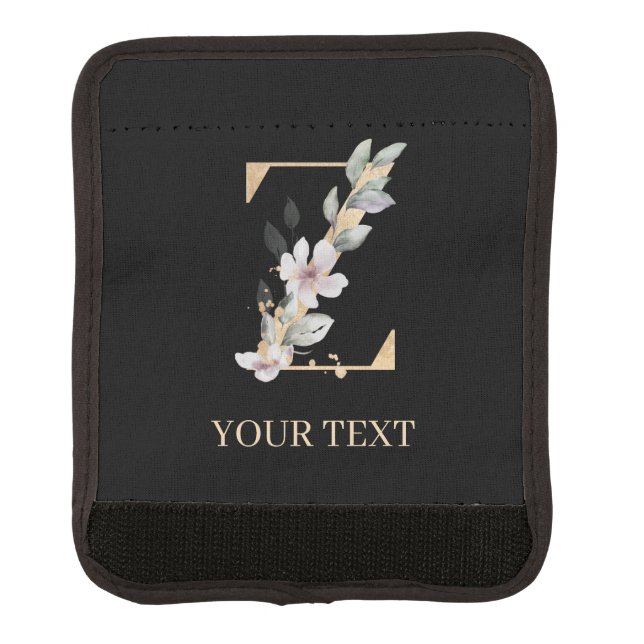 Z Monogram Floral Personalized Luggage Handle Wrap (Front)