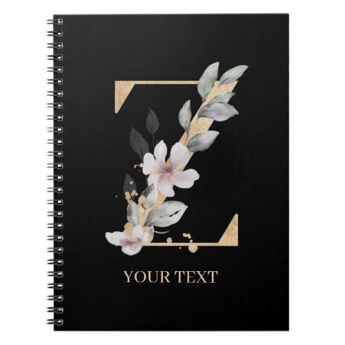 Z Monogram Floral Personalized Notebook