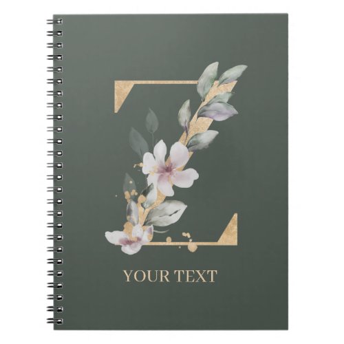 Z Monogram Floral Personalized Notebook