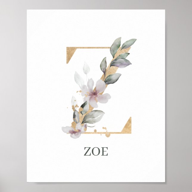Z Monogram Floral Personalized Poster (Front)