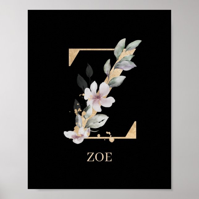 Z Monogram Floral Personalized Poster (Front)