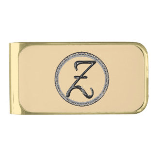 Z Monogram Gold Finish Money Clip