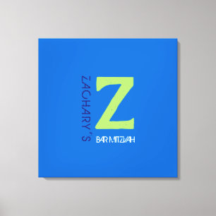 Z Monogram Initial Bar Bat Mitzvah Sign-In Board Canvas Print