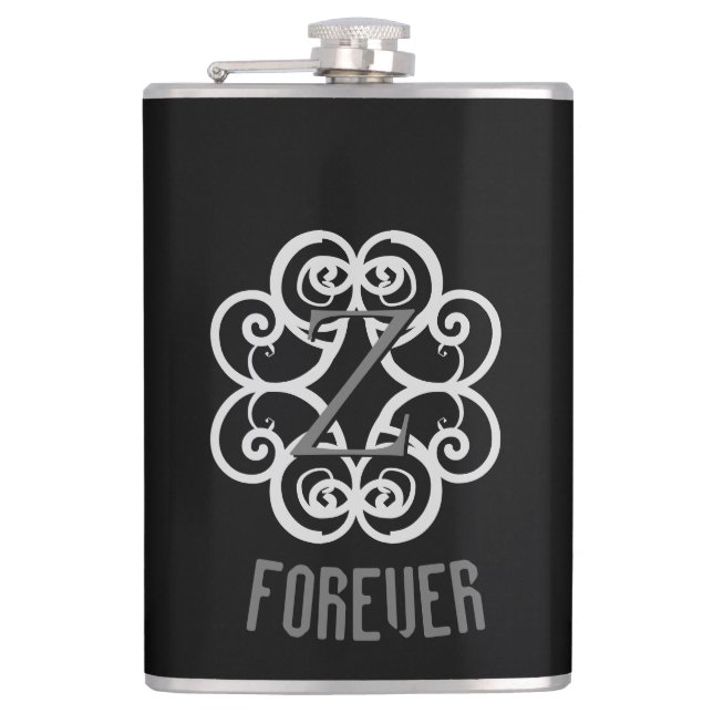 Z-Monogrammed Forever Hip Flask (Front)