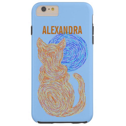 Z Orange Cat And The Moon Cat Lover Feline Kitten Tough iPhone 6 Plus Case