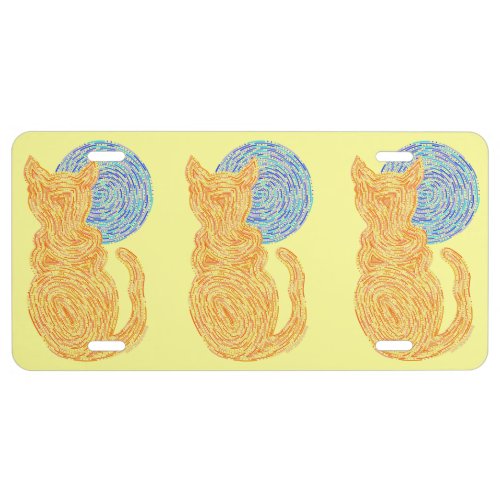 Z Orange Cat And The Moon Cat Lover Feline Kitten License Plate
