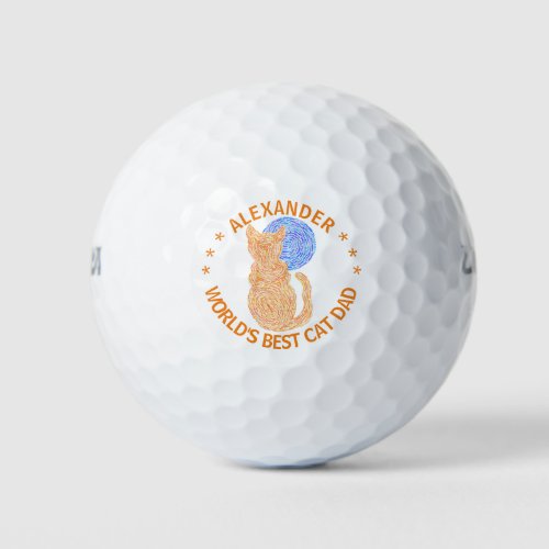 Z Orange Cat And The Moon Cat Lover Funny Cat Dad Golf Balls