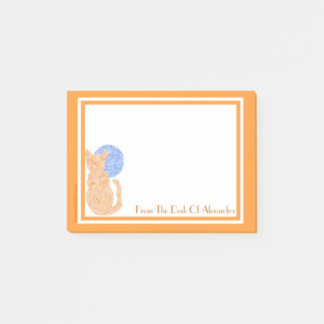 Z Personalized Orange Cat And Moon From The Desk Post-it Notes (Front)