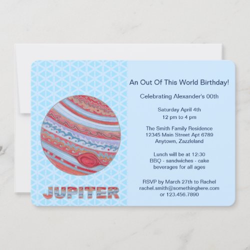 Z Planet Jupiter Colorful Space Geek Space Theme Invitation