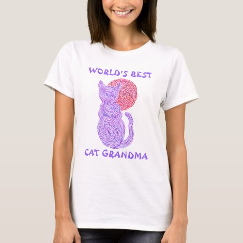 Z Purple Cat And Moon Worlds Best Cat Grandma T_Shirt