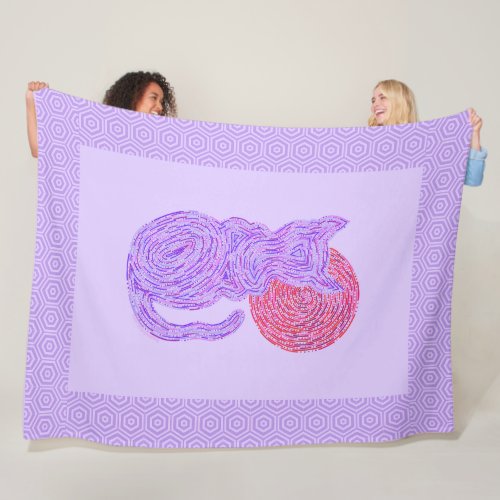 Z Purple Cat And The Moon Cat Lover Feline Kitten Fleece Blanket