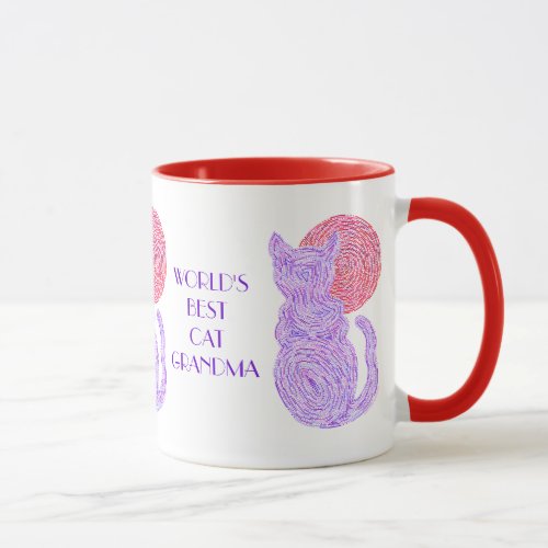 Z Purple Cat  The Moon Worlds Best Cat Grandma Mug