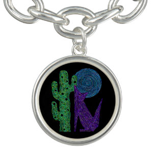 Z Purple Coyote Wolf Colorful Southwestern Design Bracelet