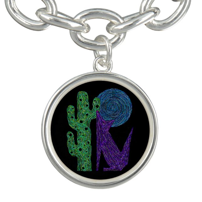 Z Purple Coyote Wolf Colorful Southwestern Design Bracelet (Design)