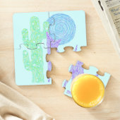 Z Purple Coyote Wolf Colorful Southwestern Design Puzzle Coaster (In Situ)