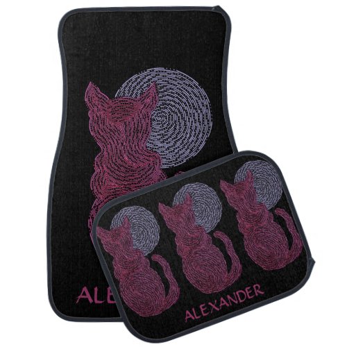 Z Red Cat And The Moon Cat Lover Custom Fun Car Floor Mat