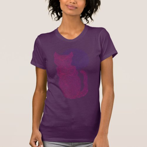 Z Red Cat And The Moon Tee