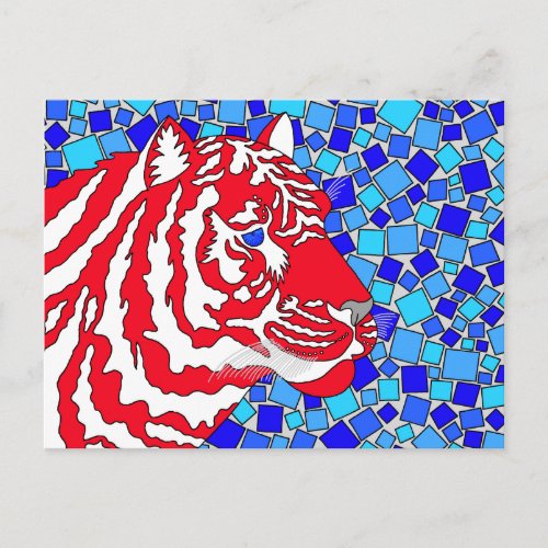Z Red White And Blue Patriotic Tiger Artsy Postcard